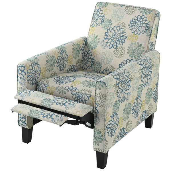 English Elm Christopher Knight Home® - 27.5" Push Back Recliner with Beech Legs, Deep Ergonomic Seat & Extendable Footrest for Rooms Blue N763P256508C