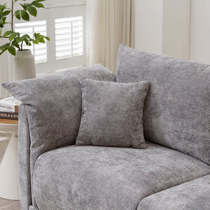 English Elm 98.5" 3-seater sofa with upholstered armrests and plush cushions, modern linen sofa with high weight capacity Grey W1193S00143