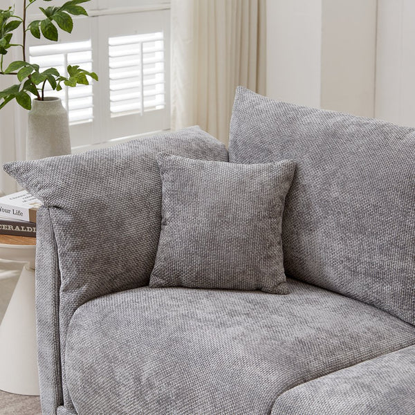 English Elm 98.5" 3-seater sofa with upholstered armrests and plush cushions, modern linen sofa with high weight capacity Grey W1193S00143