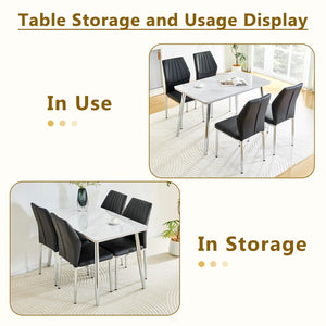 English Elm Table and Chair Set Marble Glass Top with Silver Legs Four Seat Dining Vignette W1151S04640