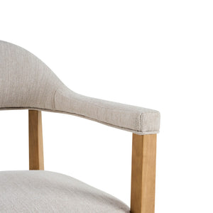 English Elm Wood Frame Upholstered Dining Chairs Set of 2 Curved Back Rubberwood Armrest Seating Beige,Natural N768P389407N