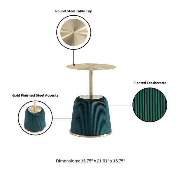 English Elm Anderson Upholstered End Table With Gold Metal Top - Chic Modern Accent For Stylish Living Spaces B365P398481