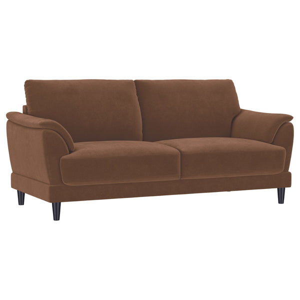 English Elm Dania Rust Woven Fabric Sofa and Loveseat Set with Tufted Crescent Arms B062S01663