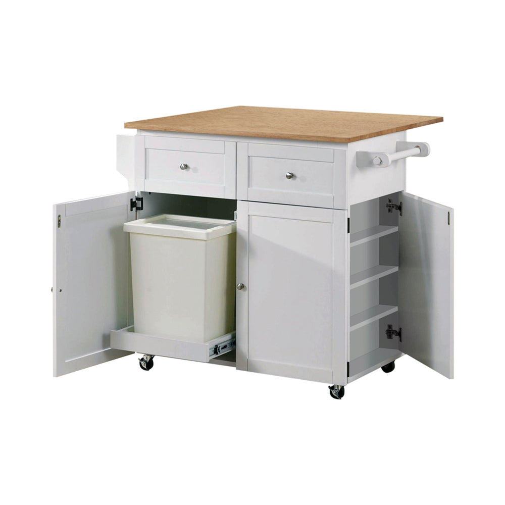 English Elm 1pc Modern Farmhouse Kitchen Cart with Butcher Block Top, 3 Doors, Drawers, Spice & Towel Racks B011P309156