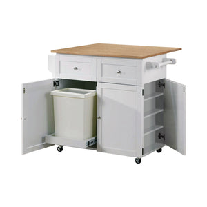 English Elm 1pc Modern Farmhouse Kitchen Cart with Butcher Block Top, 3 Doors, Drawers, Spice & Towel Racks B011P309156
