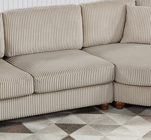 English Elm Contemporary 3pc Sectional Set with USB Charging, Corduroy Upholstery, Storage Ottoman & Pillows Camel 57 L x 57 W x 23 H B011S01283