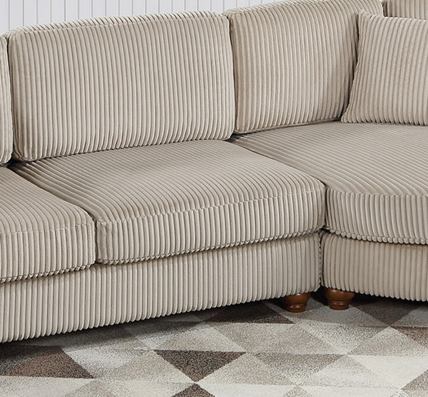 English Elm Contemporary 3pc Sectional Set with USB Charging, Corduroy Upholstery, Storage Ottoman & Pillows Camel 57 L x 57 W x 23 H B011S01283