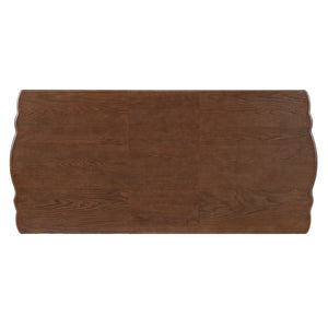 English Elm 7-Piece Extendable Dining Set with Removable Leaf and 6 Upholstered Chairs, Solid Rubberwood Legs, Seats 6 Black+Brown N752S000030B