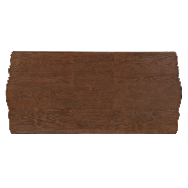 English Elm 7-Piece Extendable Dining Set with Removable Leaf and 6 Upholstered Chairs, Solid Rubberwood Legs, Seats 6 Black+Brown N752S000030B