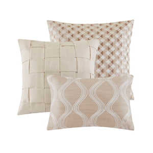 English Elm 9-piece King Jacquard Comforter Set Tan Ivory Geometric Woven Embroidered Bedding B035P437414