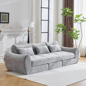 English Elm Modular Cloud Sectional Sofa Bed with Flannelette Upholstery for Flexible Living Grey W1829S00076