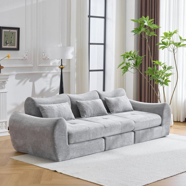 English Elm Modular Cloud Sectional Sofa Bed with Flannelette Upholstery for Flexible Living Grey W1829S00076