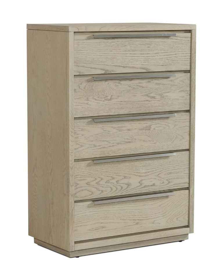 VIG Furniture Samson Grey Oak 5-Drawer Chest With Soft-Close Drawers, Brushed Nickel Handles, Rustic Modern Appeal VGLBHAMI-CH82-01