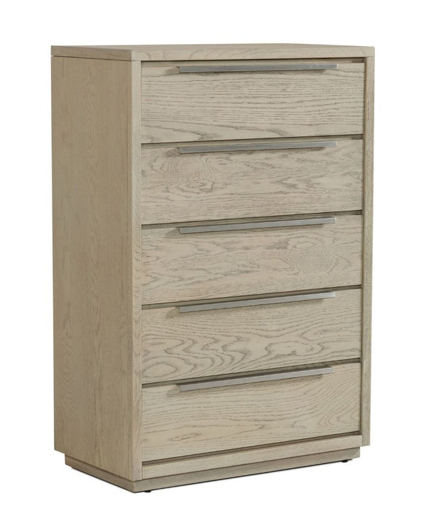 VIG Furniture Samson Grey Oak 5-Drawer Chest With Soft-Close Drawers, Brushed Nickel Handles, Rustic Modern Appeal VGLBHAMI-CH82-01