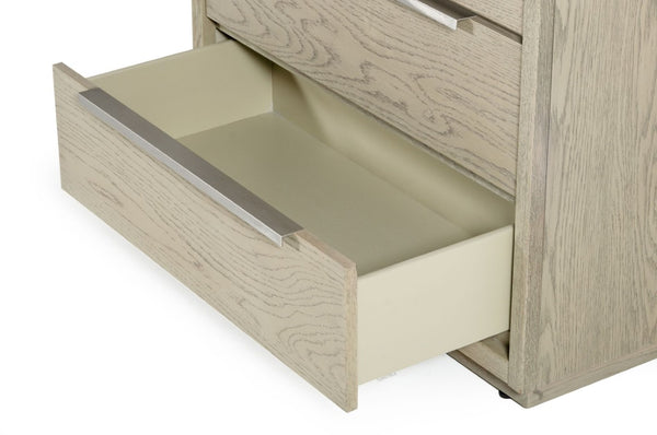 VIG Furniture Samson Grey Oak 5-Drawer Chest With Soft-Close Drawers, Brushed Nickel Handles, Rustic Modern Appeal VGLBHAMI-CH82-01