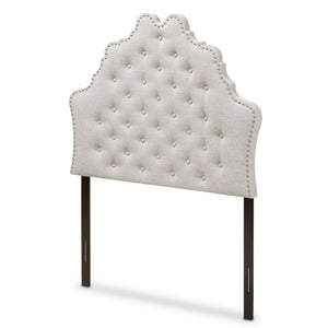 Baxton Studio Baxton Studio Hilda Elegant Twin Headboard in Greyish Beige - Modern Upholstered Design with Glamour BBT6692-Greyish Beige-Twin HB-H1217-14