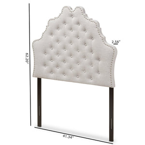 Baxton Studio Baxton Studio Hilda Elegant Twin Headboard in Greyish Beige - Modern Upholstered Design with Glamour BBT6692-Greyish Beige-Twin HB-H1217-14