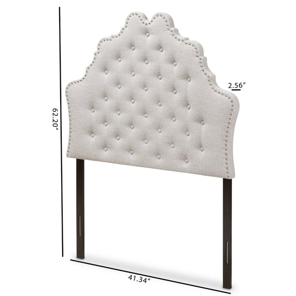 Baxton Studio Baxton Studio Hilda Elegant Twin Headboard in Greyish Beige - Modern Upholstered Design with Glamour BBT6692-Greyish Beige-Twin HB-H1217-14