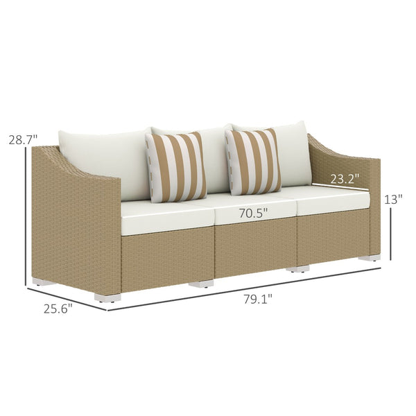 English Elm Outdoor Hand-woven Pe Rattan 3-seat Patio Sofa with All-weather Cushions Included T3971P417926