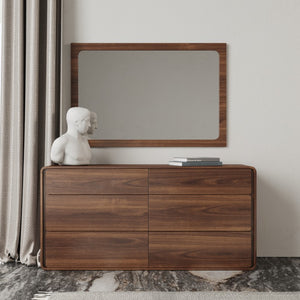 VIG Furniture Dustin Solid Walnut Rubberwood Dresser With 6 Push-Open Drawers, Rounded Corners, Tip-Restraint VGMABR-99-DRS