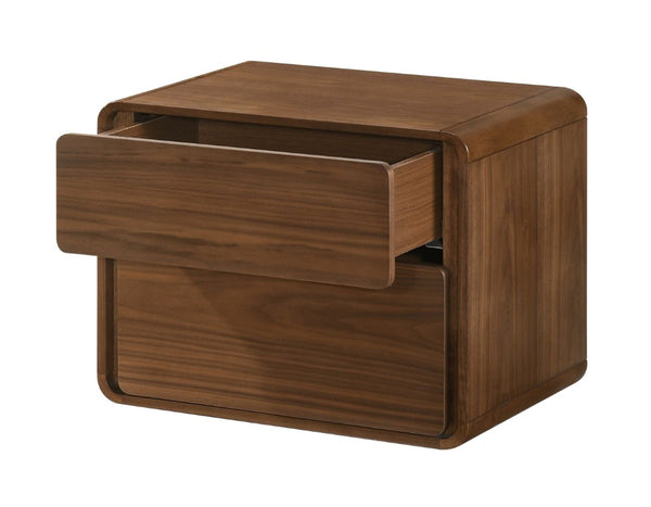 VIG Furniture Dustin Modern Walnut Nightstand With 2 Push-To-Open Drawers, Rounded Edges, No Assembly Needed VGMABR-99-NS