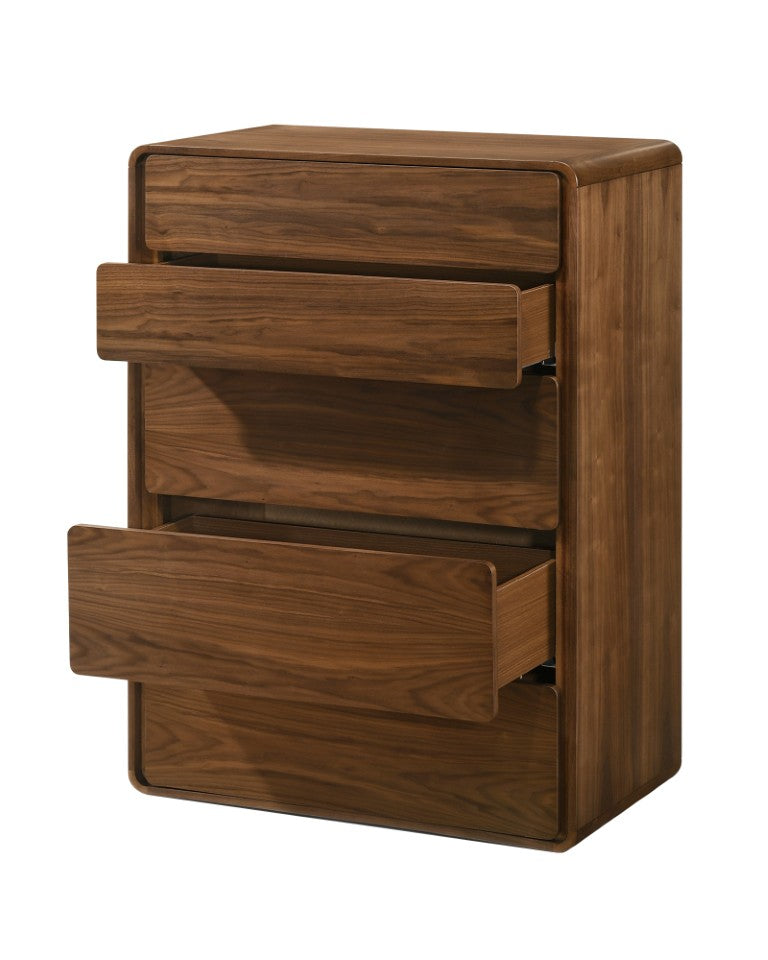 VIG Furniture Dustin Modern Walnut Chest With 5 Deep Push-To-Open Drawers, Solid Walnut Rubberwood, Ready-To-Use VGMABR-99-CHEST