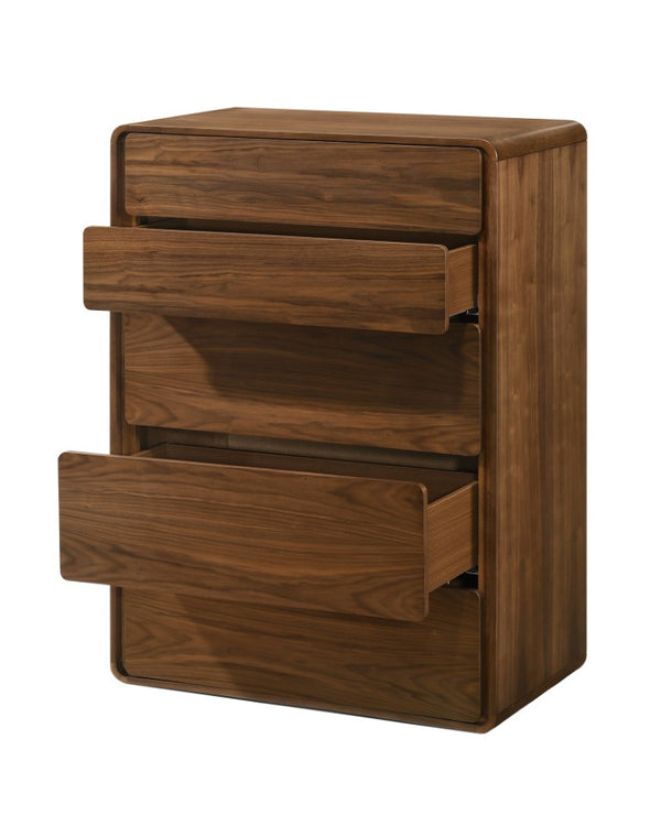 VIG Furniture Dustin Modern Walnut Chest With 5 Deep Push-To-Open Drawers, Solid Walnut Rubberwood, Ready-To-Use VGMABR-99-CHEST