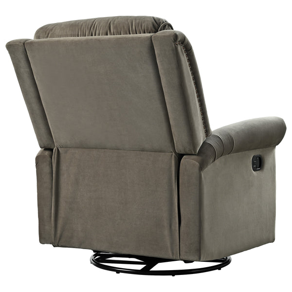 English Elm Christopher Knight Home® - 360° Swivel Recliner Plush Velvet Manual Rocker with Infinite Recline Support for Living Room Comfort Light Brown N763P202666F