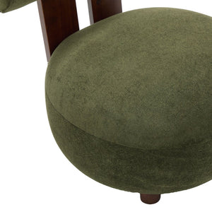 English Elm Modern Sculptural Velvet Accent Chair with Solid Wood Legs for Eclectic Living Spaces Olive Green,Walnut N776P420637G