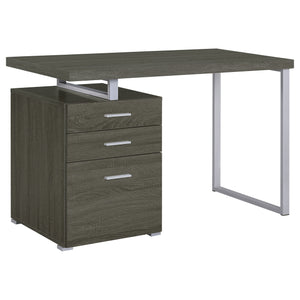 English Elm Modern 47.25-inch Reversible 3-Drawer Office Desk with Silver Metal Frame and File-Ready Storage Gray 51.75 L x 26 W x 5.66 H B011P362069