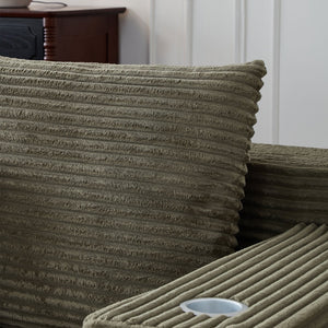 English Elm Deep Modular Cloud Couch In Soft Corduroy With Cup Holders – Cozy, Stylish, No Assembly Needed! W848S00055