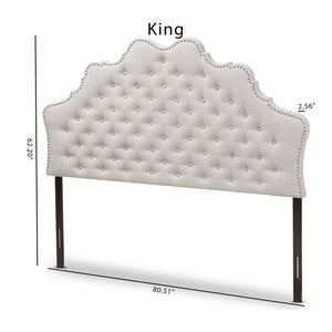 Baxton Studio Baxton Studio Hilda Elegant Upholstered King Size Headboard with Button Tufting & Silver Trim BBT6692-Greyish Beige-King HB-H1217-14