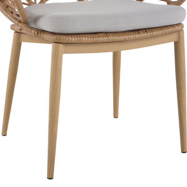 English Elm Christopher Knight Home® - Kirk Outdoor Wicker Peacock Papasan Chairs Set of 2 — Teak Legs, Light Brown PE Rattan, Beige Cushion, UV‑Resistant Comfort N775P271976B