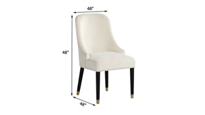 English Elm Contemporary Velvet Upholstered Rounded Back Dining Chairs with Gold Accent Legs Set of 2, Elegant Comfort Cream 30.12 L x 24.22 W x 22.25 H B011P290550