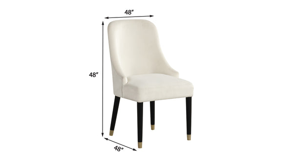 English Elm Contemporary Velvet Upholstered Rounded Back Dining Chairs with Gold Accent Legs Set of 2, Elegant Comfort Cream 30.12 L x 24.22 W x 22.25 H B011P290550