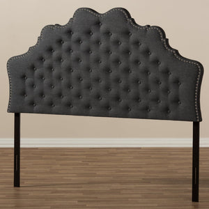 Baxton Studio Baxton Studio Hilda Elegant Dark Grey Fabric Queen Headboard with Tufting & Nailhead Trim BBT6692-Dark Grey-Queen HB-H1217-20