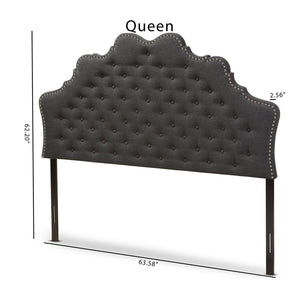 Baxton Studio Baxton Studio Hilda Elegant Dark Grey Fabric Queen Headboard with Tufting & Nailhead Trim BBT6692-Dark Grey-Queen HB-H1217-20