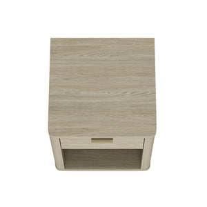 English Elm Evelyn Natural 20" Nightstand with 1 Drawer & Open Shelf, Rounded Edges, Sleek Pulls, Raised Base B365P398518