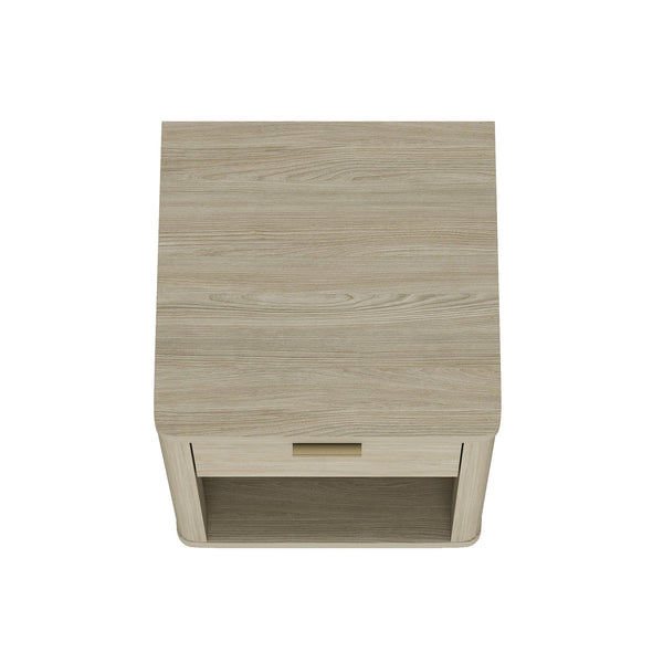 English Elm Evelyn Natural 20" Nightstand with 1 Drawer & Open Shelf, Rounded Edges, Sleek Pulls, Raised Base B365P398518
