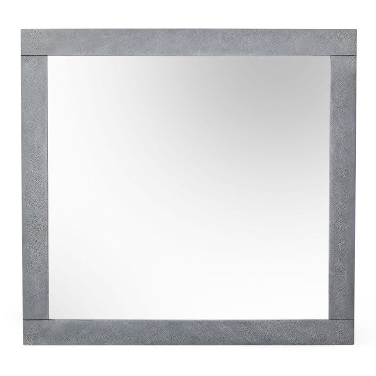 VIG Furniture Buckley Grey Crackle Mirror With Thick Frame, 32.6"W X 34.6"H — Modern Industrial Chic, Ready To Hang VGVCJ2003-MIR