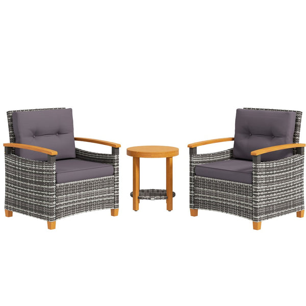 English Elm Outsunny 3-Piece Compact Bistro Set With Cushions - Stylish, Weather-Resistant Patio Furniture For Small Spaces W2225P217672-GIGA