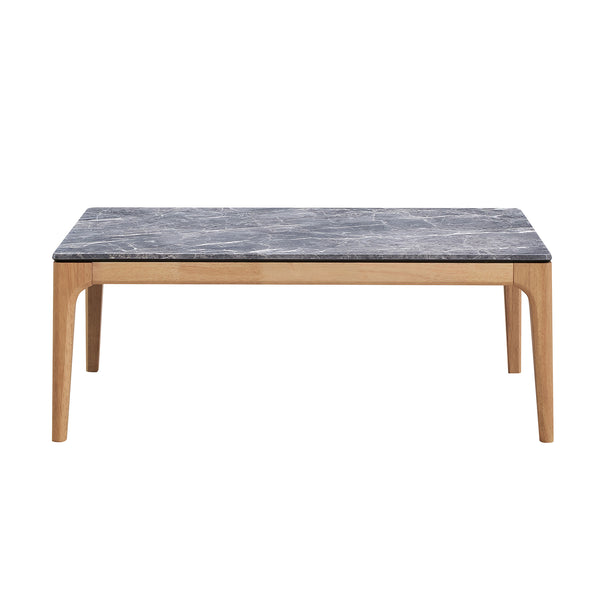 English Elm Rectangular Mid-Century Faux Marble Coffee Table in Grey & Light Oak — Sleek HPL Surface, Earthy Base B016P372991