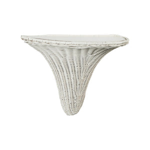 Chelsea House Baytree Wicker Bracket White — Handwoven Rattan Wall Shelf With Mahogany Ledge For Coastal DéCor 77586038