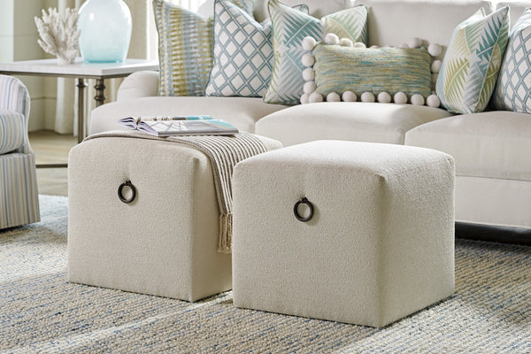 Lexington Tommy Bahama Home Jupiter Ottoman - Coastal Elegance In Shell White Finish With Natural Textures And Aged Pewter Accents   7758-44-41