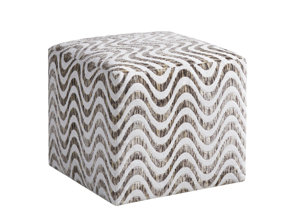 Lexington Jupiter Ottoman - Coastal Elegance In Shell White Finish With Natural Textures And Aged Pewter Accents   7758-44-44