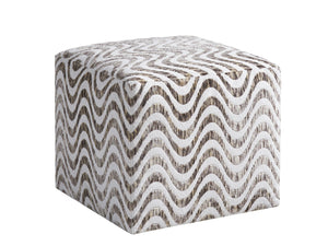 Lexington Jupiter Ottoman - Coastal Elegance In Shell White Finish With Natural Textures And Aged Pewter Accents   7758-44-44