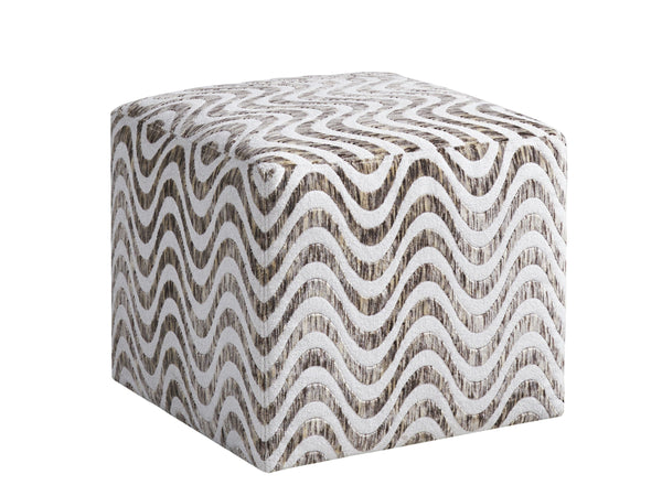 Lexington Jupiter Ottoman - Coastal Elegance In Shell White Finish With Natural Textures And Aged Pewter Accents   7758-44-44