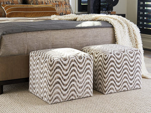 Lexington Jupiter Ottoman - Coastal Elegance In Shell White Finish With Natural Textures And Aged Pewter Accents   7758-44-44