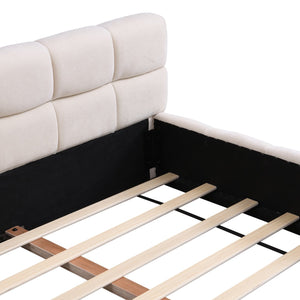 English Elm Christopher Knight Home® - Elegant Beige Chenille Upholstered King Bed With Checkerboard Headboard For Timeless Style & Comfort N769P264802A