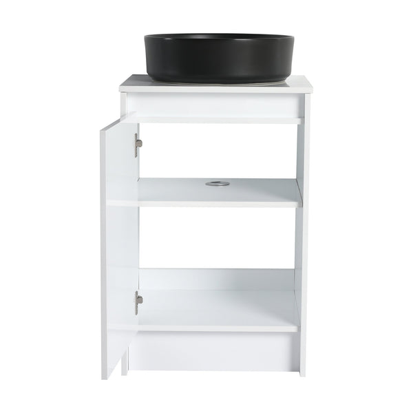English Elm 20" Freestanding Bathroom Cabinet With Art Ceramic Sink, Soft Close Doors, Modern Glossy White Design W999S00386